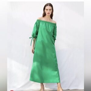 Who What Wear Emerald Green Bardot Midi Dress